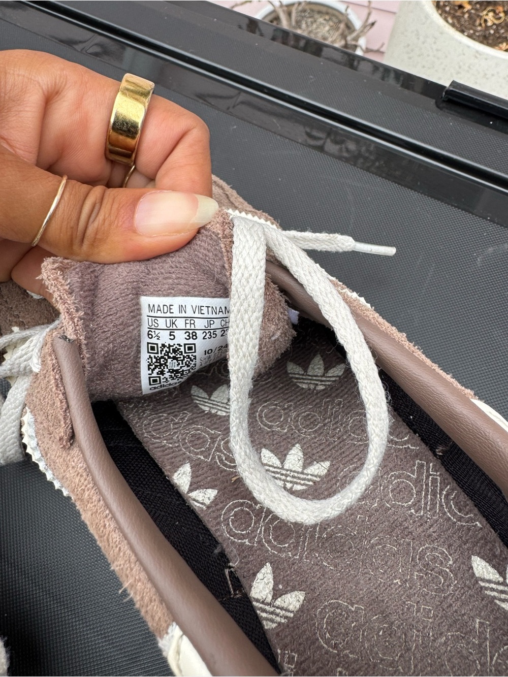 adidas Taupe and White Suede Low-Top Sneakers - Picture 5 of 7